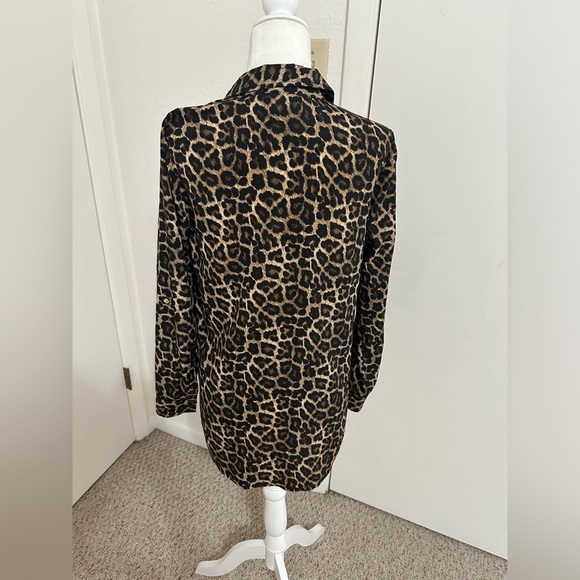 Michael Kors Leopard Print Full Zip Blouse Sz S - Picture 4 of 9